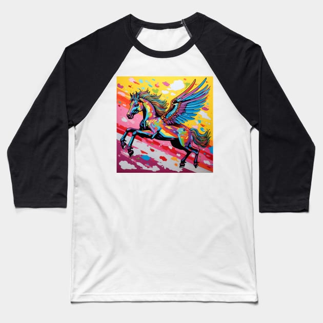 Pride Pegasus Pop Art 1 Baseball T-Shirt by AstroRisq